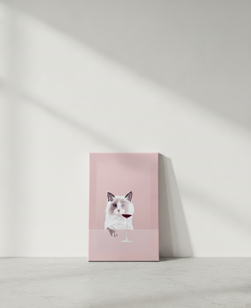 The Wine Cat #1 - Canvas Art Print