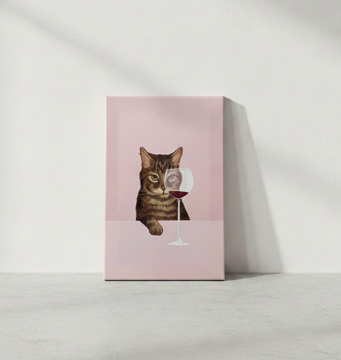 The Wine Cat #3 - Canvas Art Print