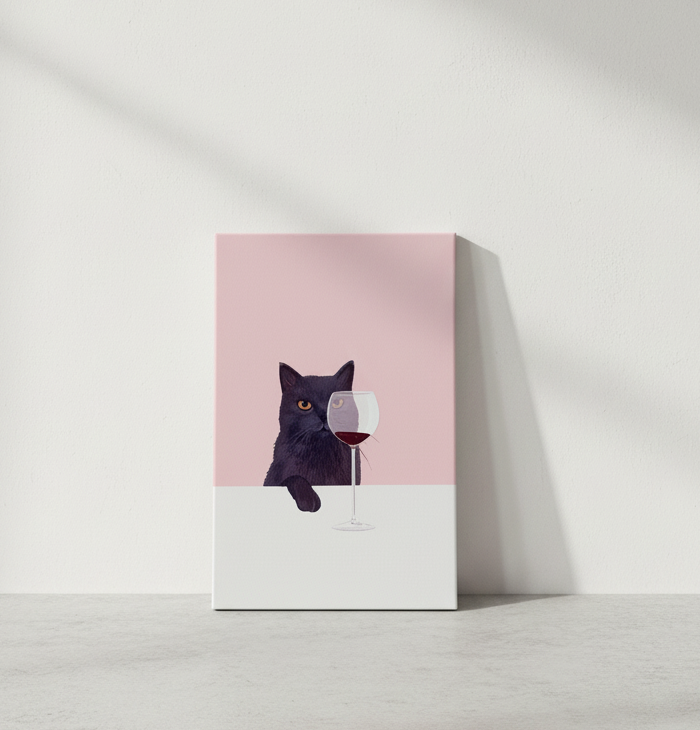 The Wine Cat #4 - Canvas Art Print