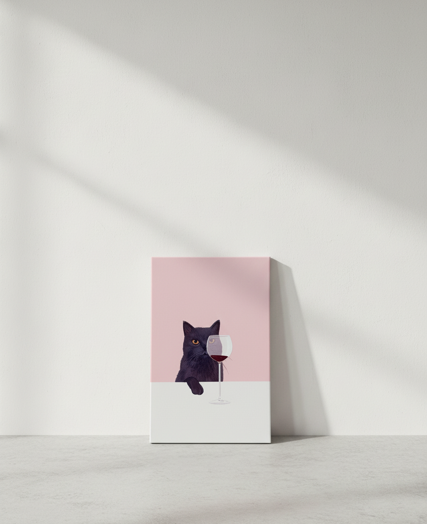 The Wine Cat #4 - Canvas Art Print