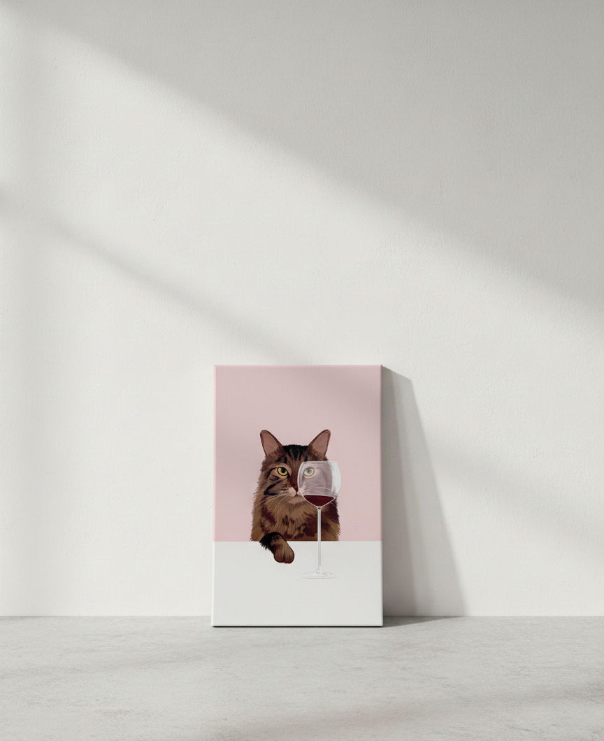 The Wine Cat #5 - Canvas Art Print
