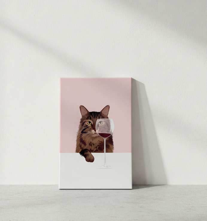 The Wine Cat #5 - Canvas Art Print